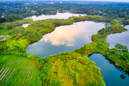 Aerial View of Body of Water at Rural Area