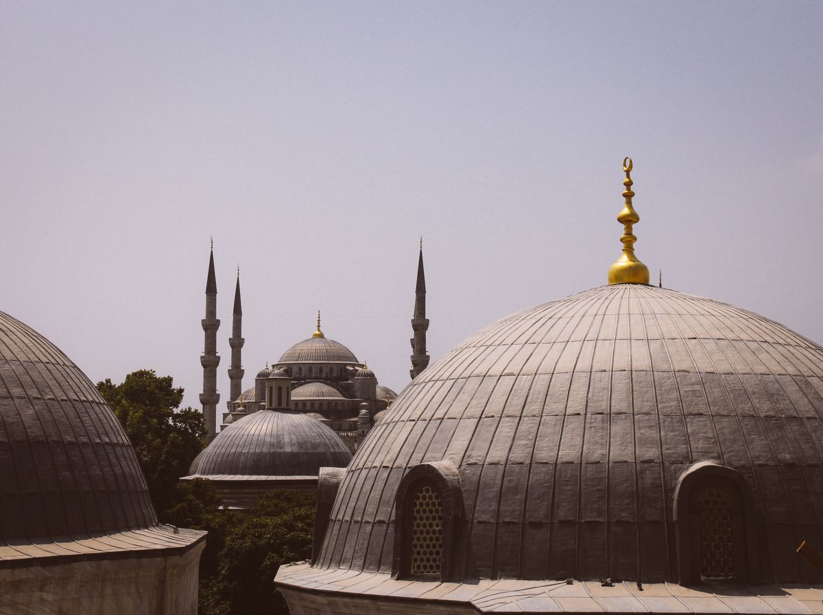 The domes and minarets of Istanbul at golden hour