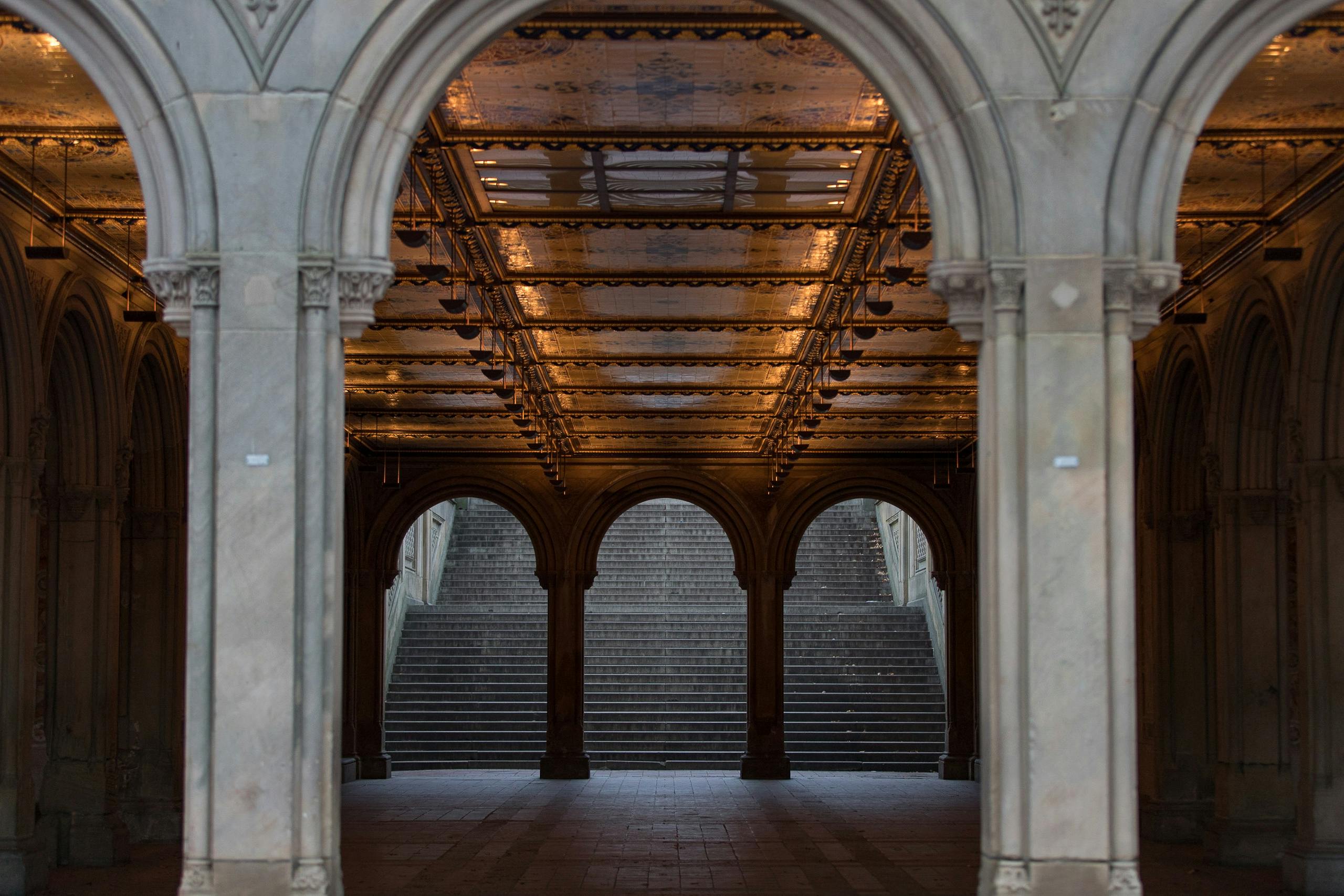 Bethesda Terrace Grand Staircase in Central Park Editorial