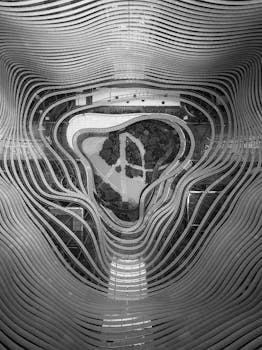 未来的鸟瞰图展示了新加坡钢结构建筑的抽象图案