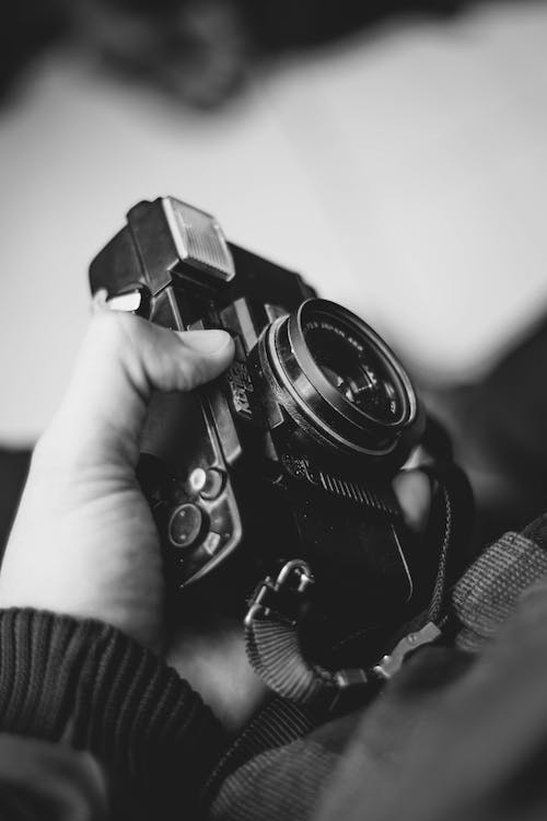 Základová fotografie zdarma na téma analogový fotoaparát, černá, detail