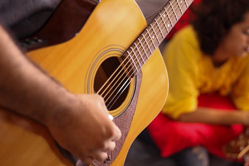 Free stock photo of acoustic guitar, bowed instrument, chords Stock Photo