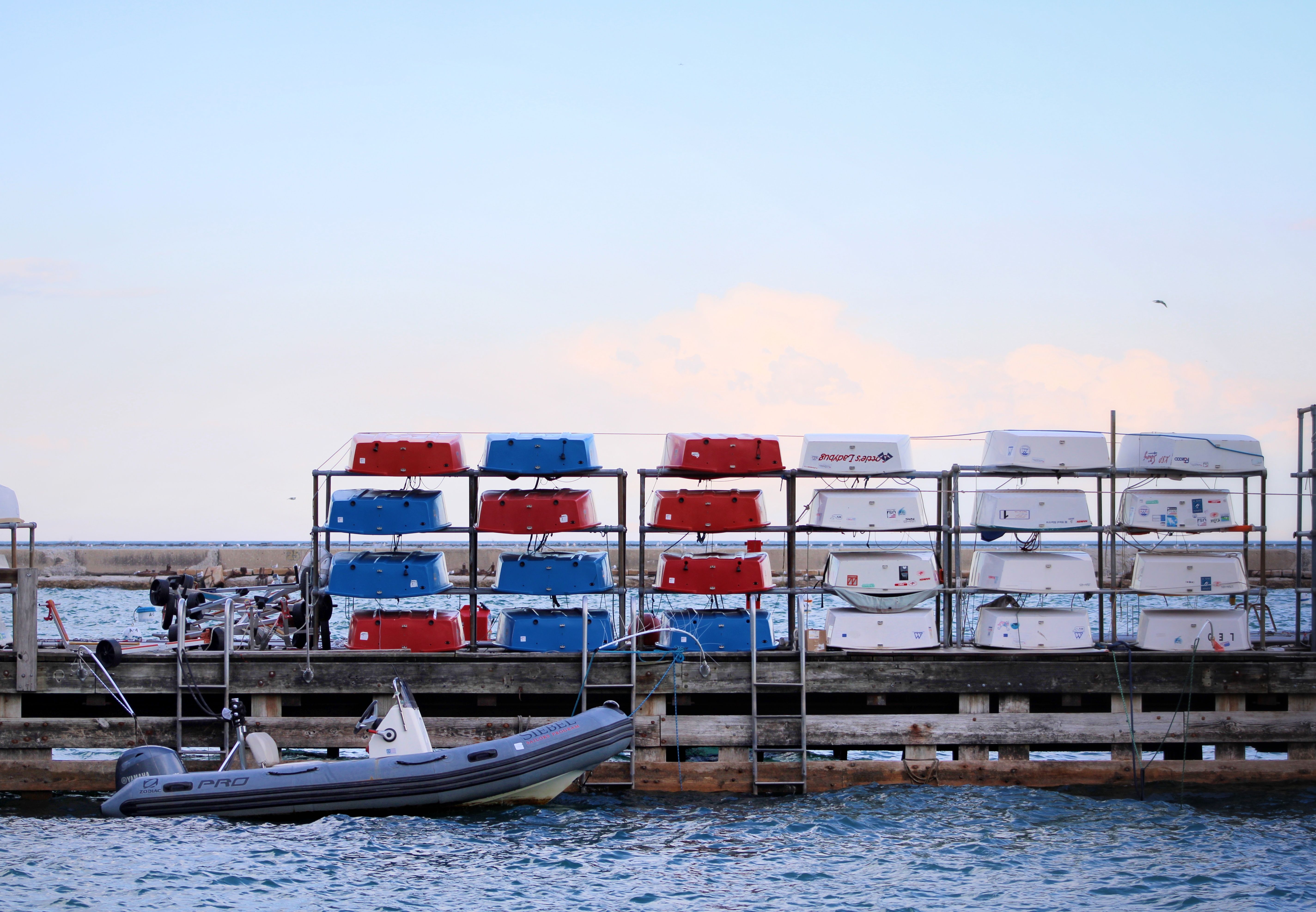 Boats on Rack in Marina · Free Stock Photo