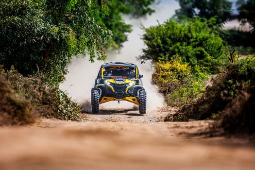 Exciting off-road drive with a Can-Am Maverick on a sunny summer day.