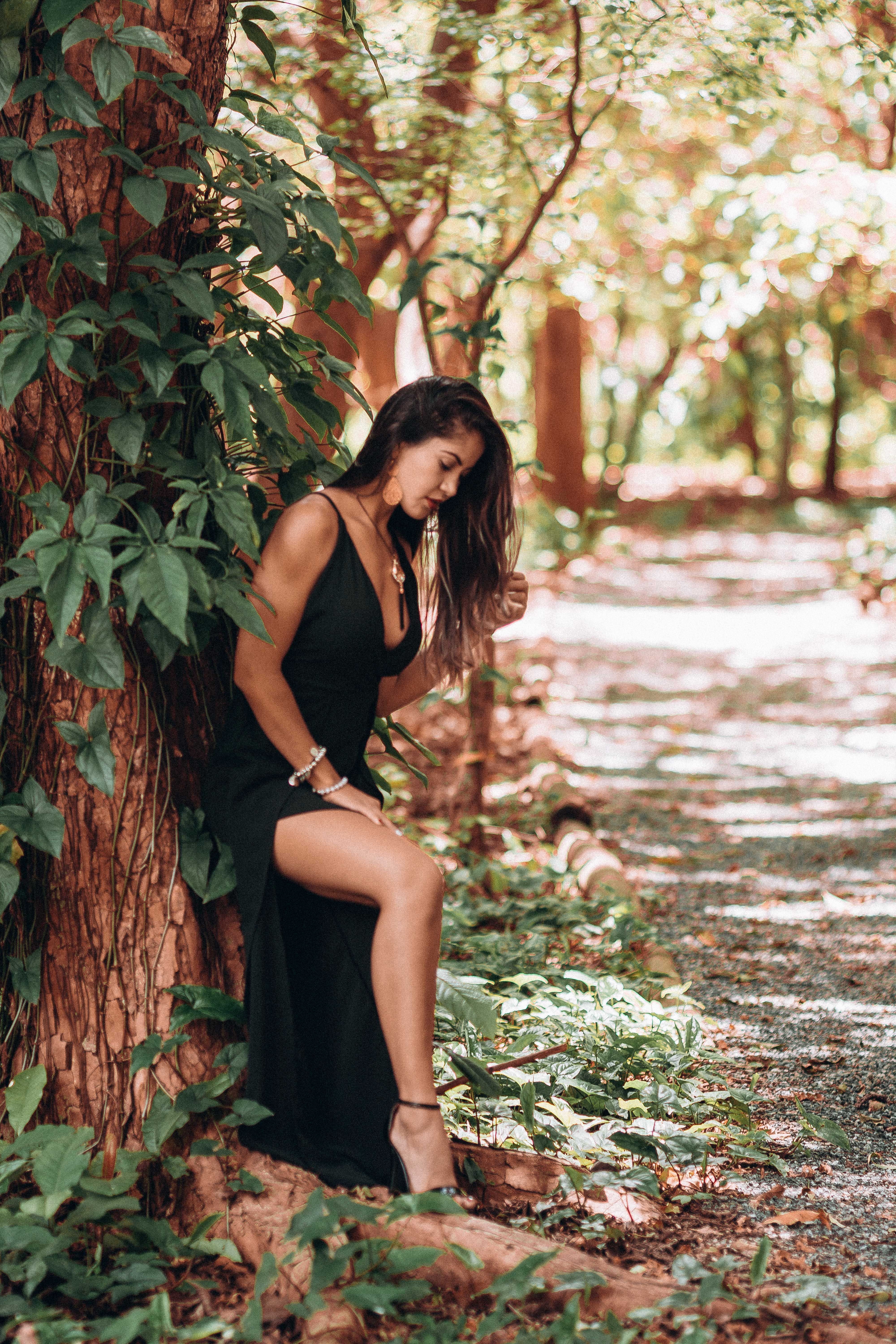 Woman in Black Dress in Forest · Free Stock Photo
