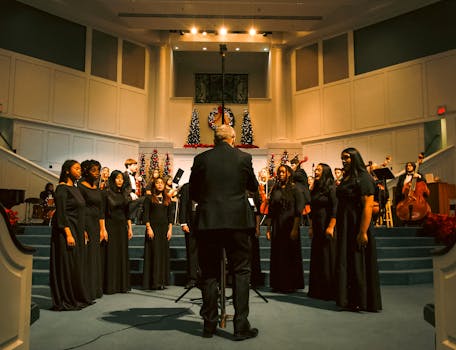 A choir performing in a church