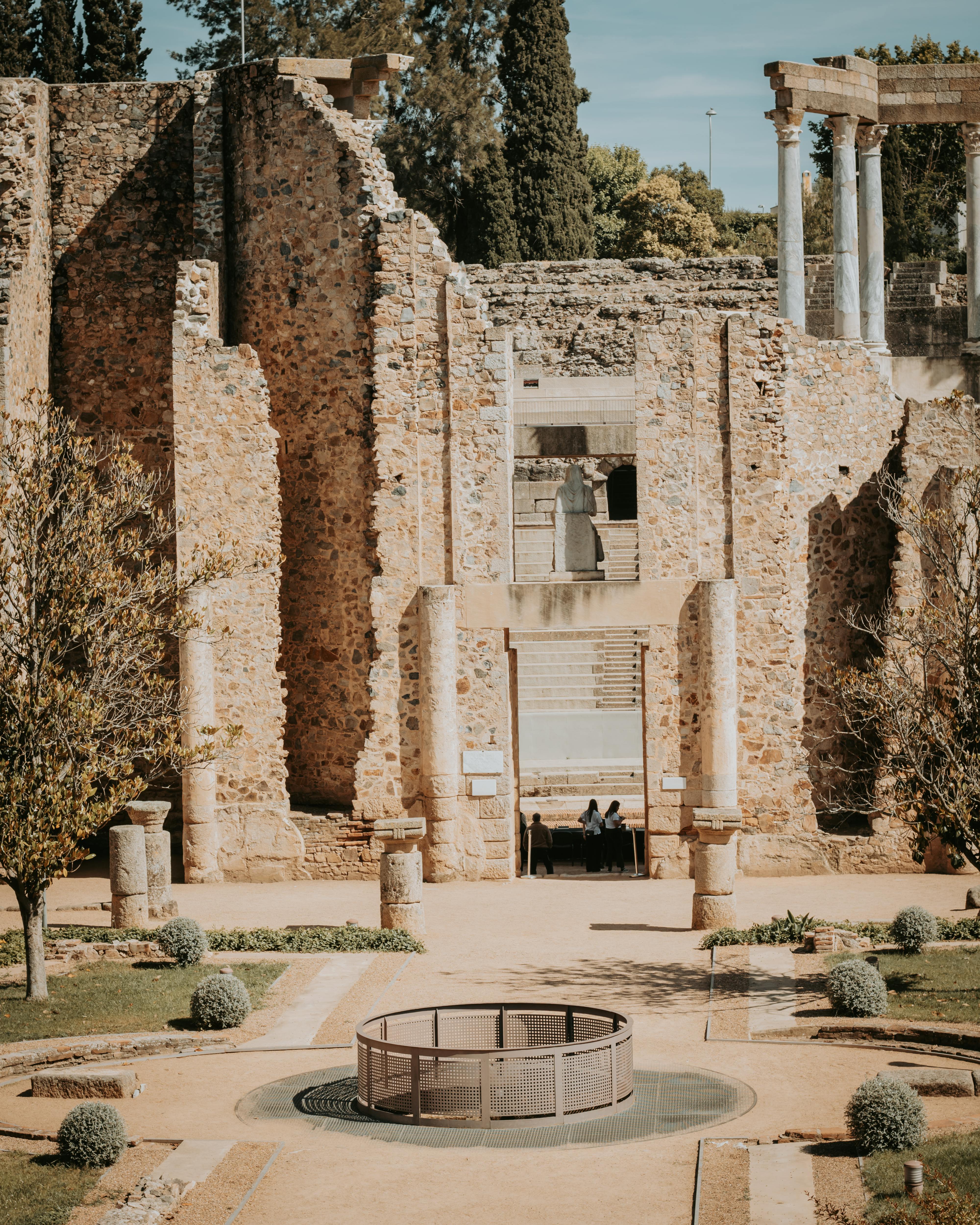 Free Explore the historic Roman theater ruins in Mérida, Spain, showcasing ancient architecture and cultural heritage. Stock Photo