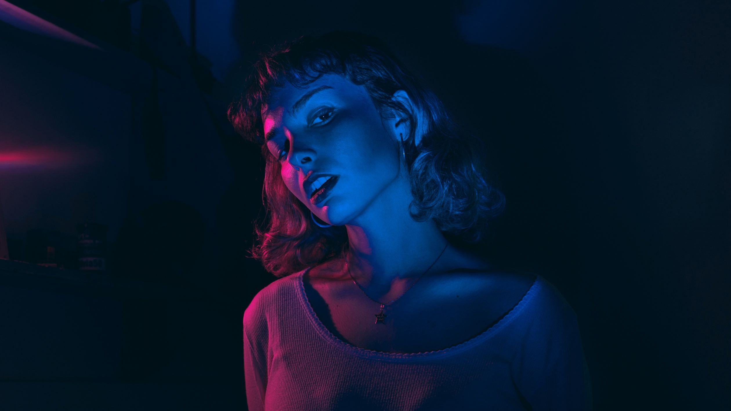 Portrait of Woman in the Dark · Free Stock Photo