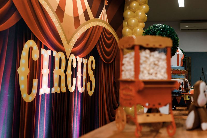 Colourful circus themed party decorations