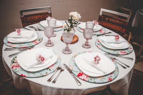 Free Table Set For Six People Stock Photo