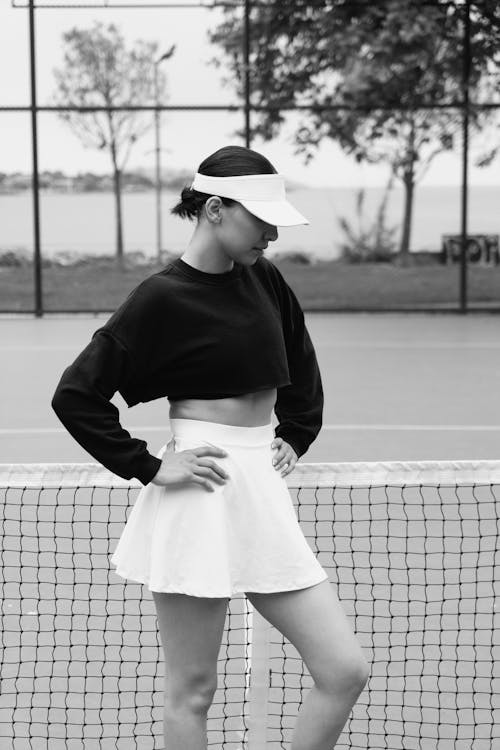 Portrait of Woman on Tennis Court