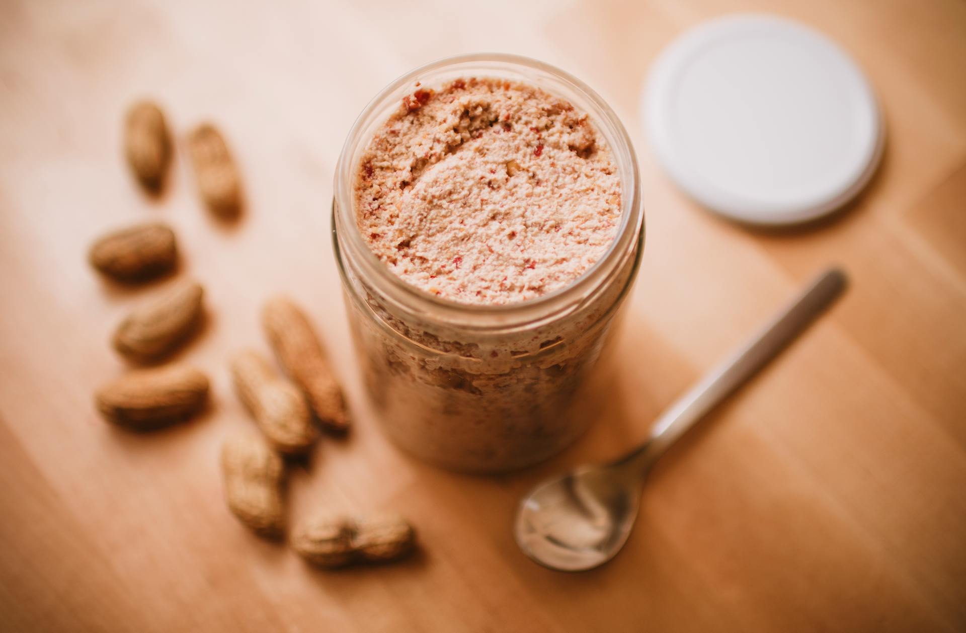 Homemade Peanut Butter in Glass Jar