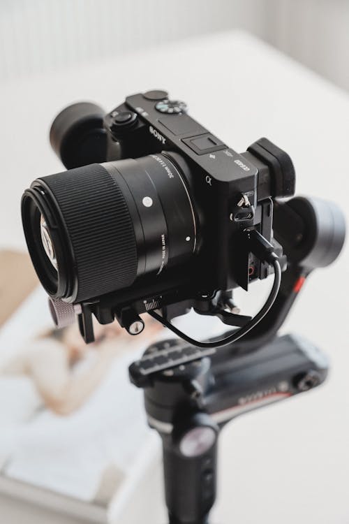 A camera with a lens attached to it