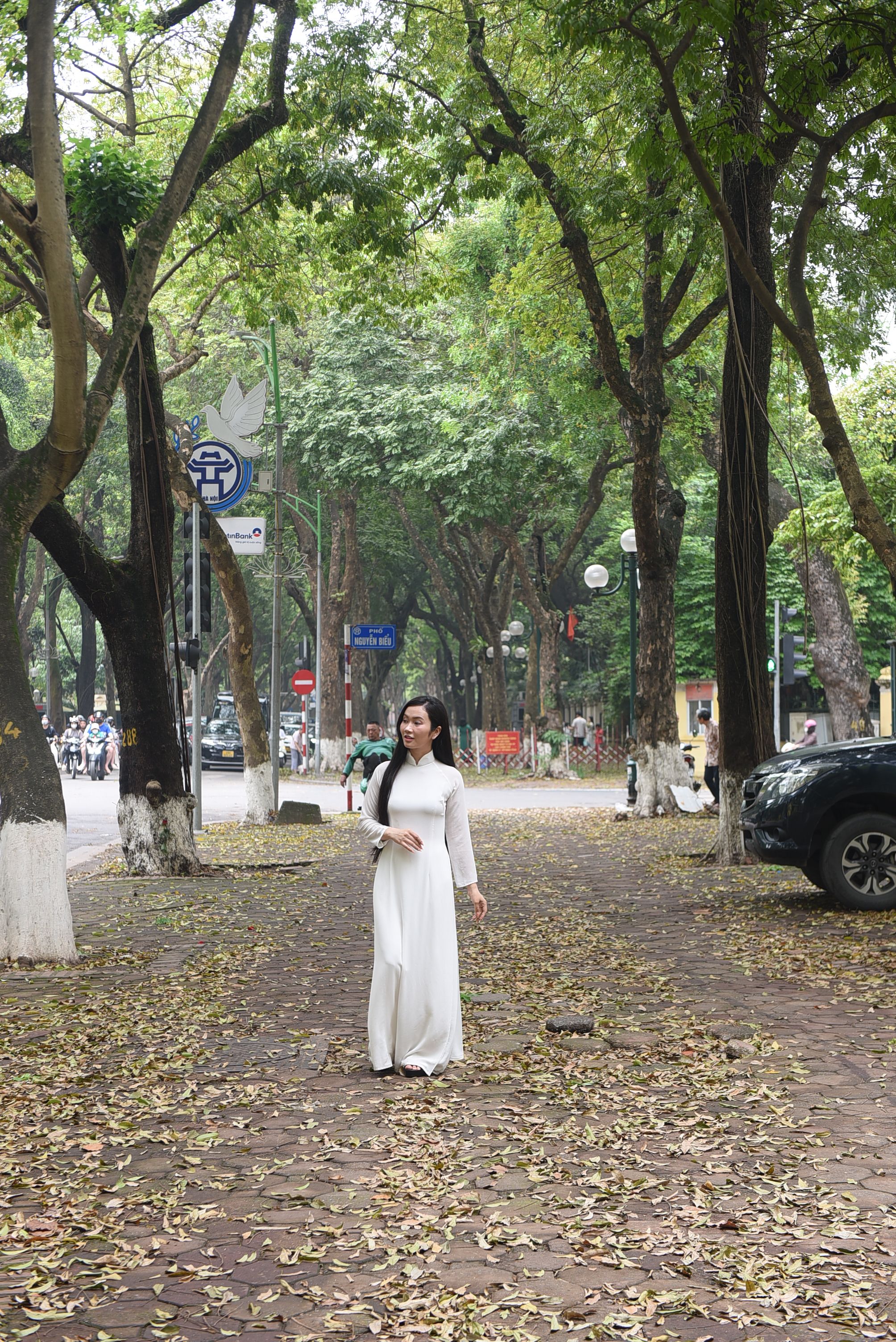 Woman in a White Dress Walking · Free Stock Photo