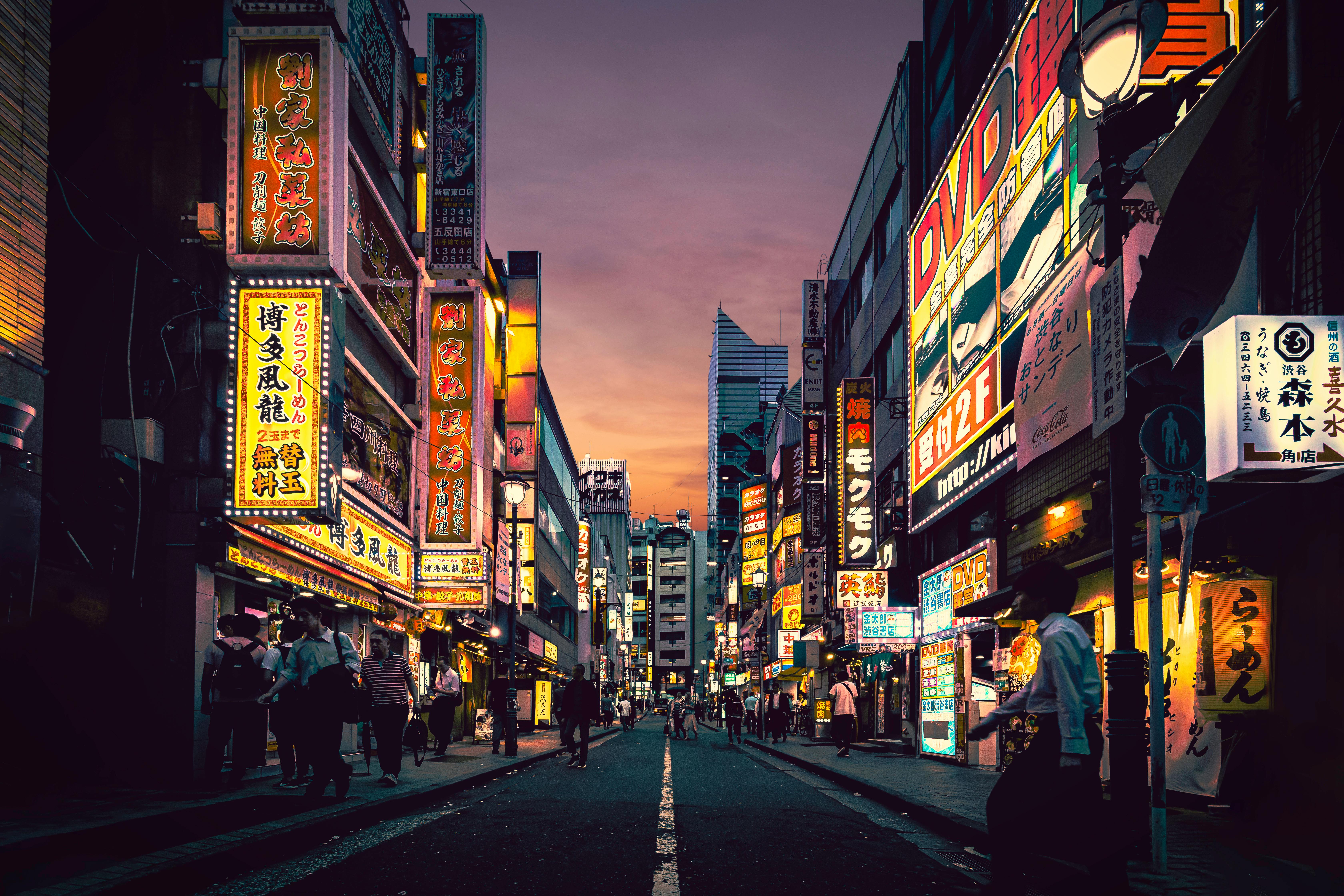 people walking on street near buildings