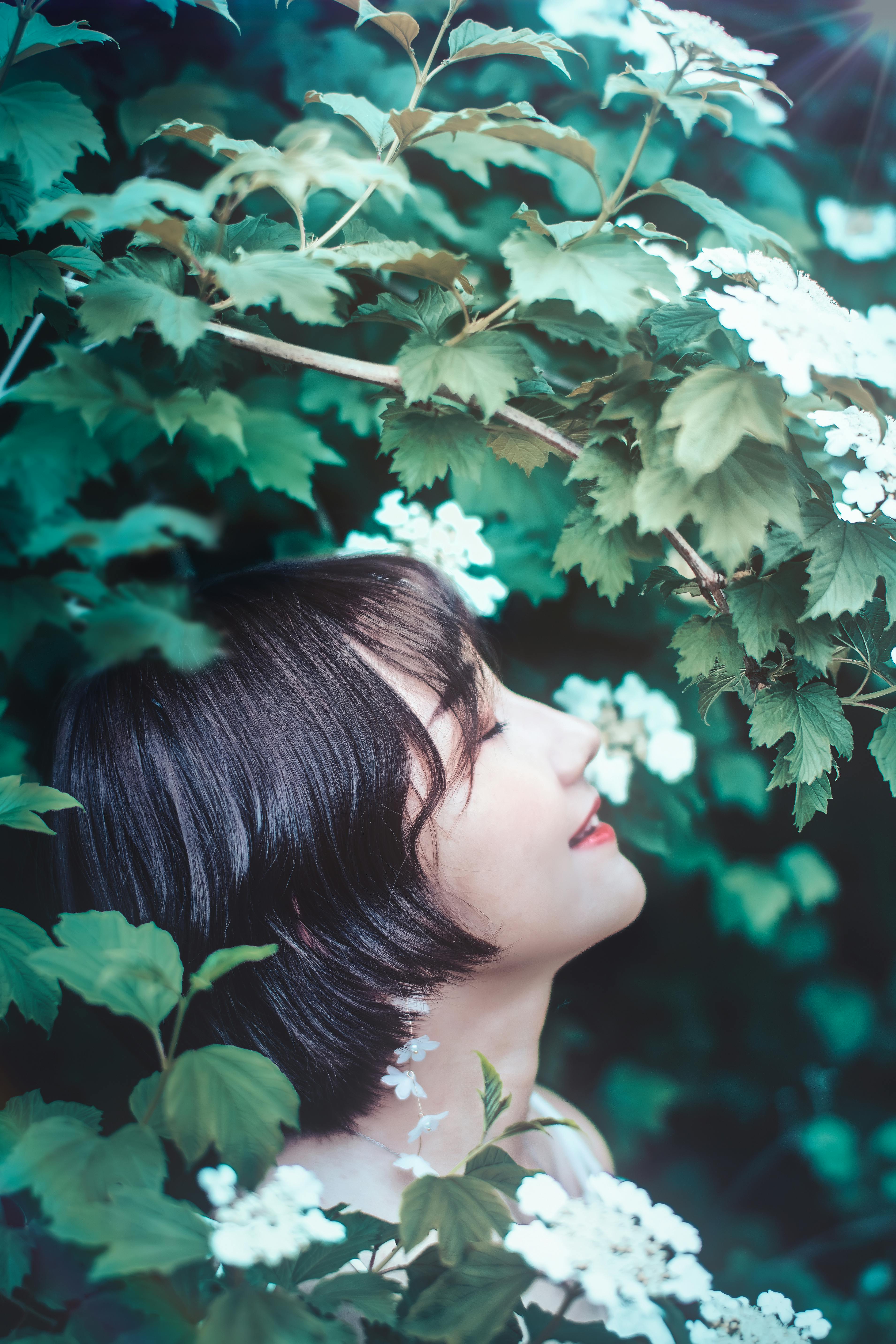 portrait of woman looking at side