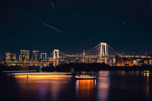 Ücretsiz Gece Boyunca Köprü üzeri Su Oluşumu Stok Fotoğraflar