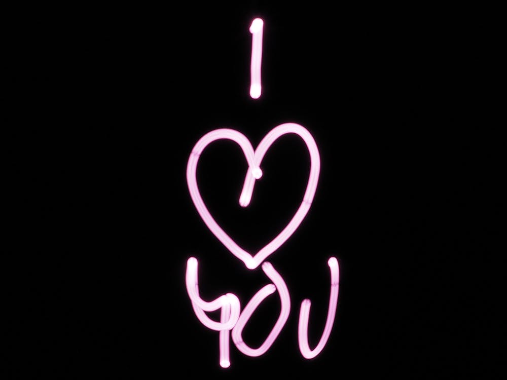 Free Black and Pink I Heart You Text Stock Photo