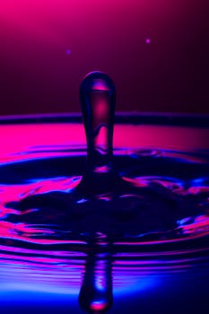 通过鲜艳的色彩和长曝光效果，艺术捕捉水滴，创造出令人惊叹的抽象图像