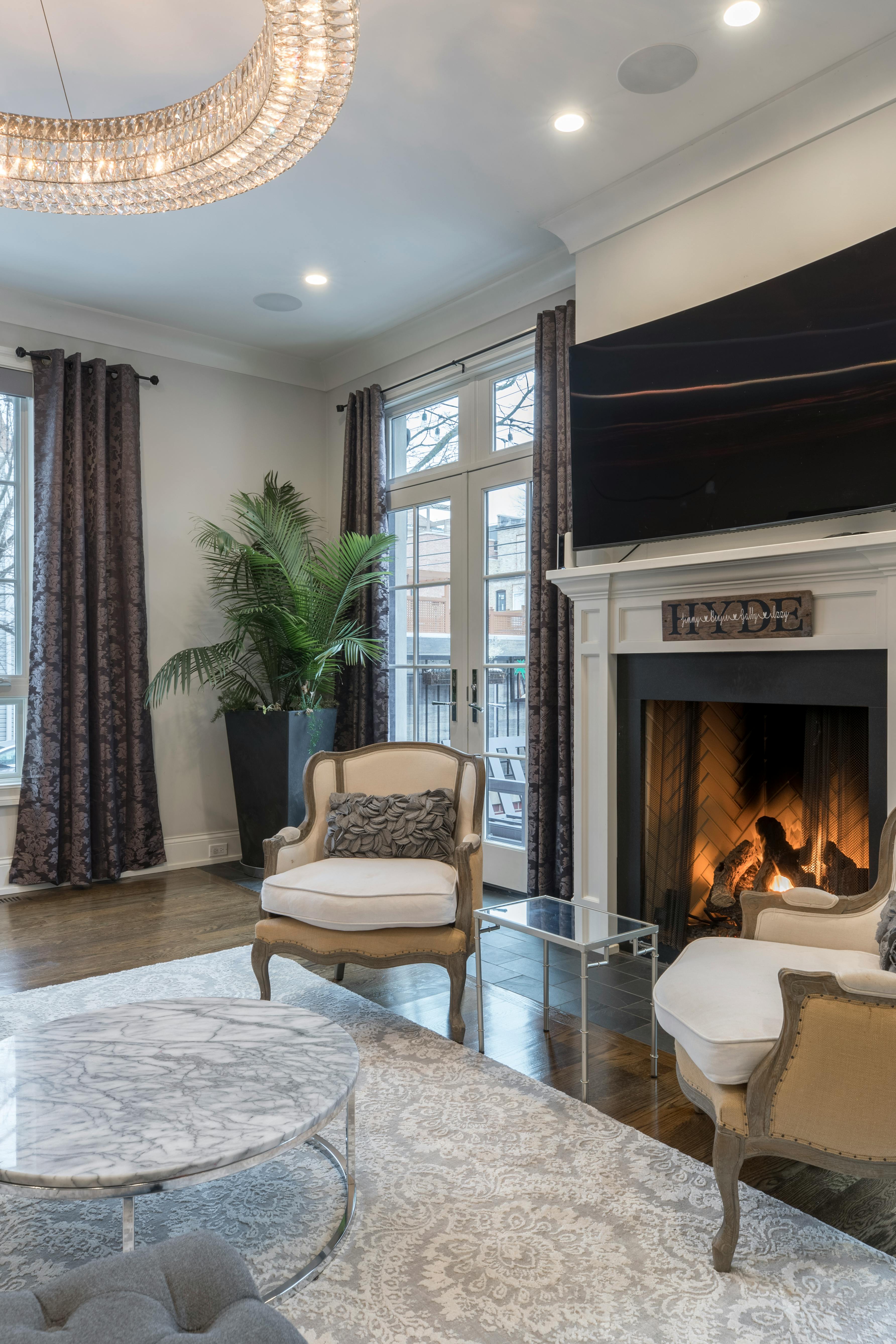 A fireplace installed in a living room 