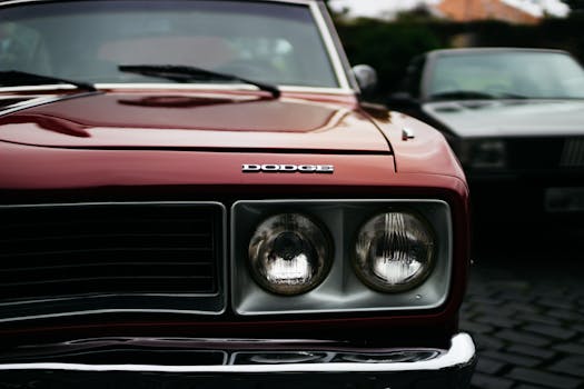 巴西库里蒂巴经典道奇肌肉车的特写