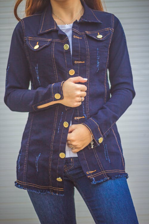 Woman wearing a denim jacket · Free Stock Photo