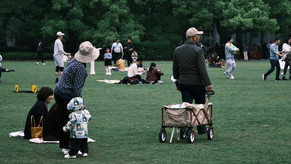 sunny weekend UK park family