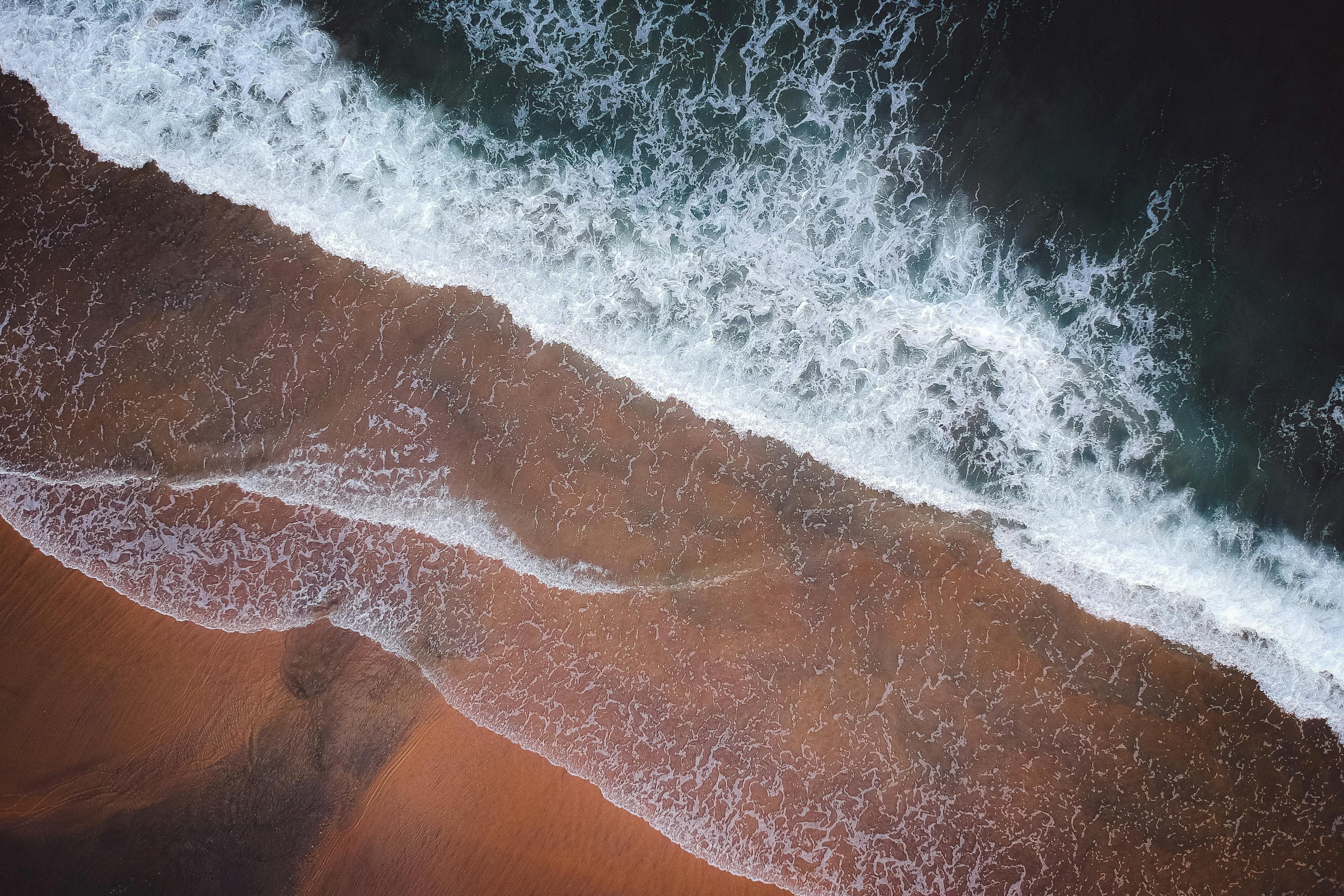 top view photography of sea