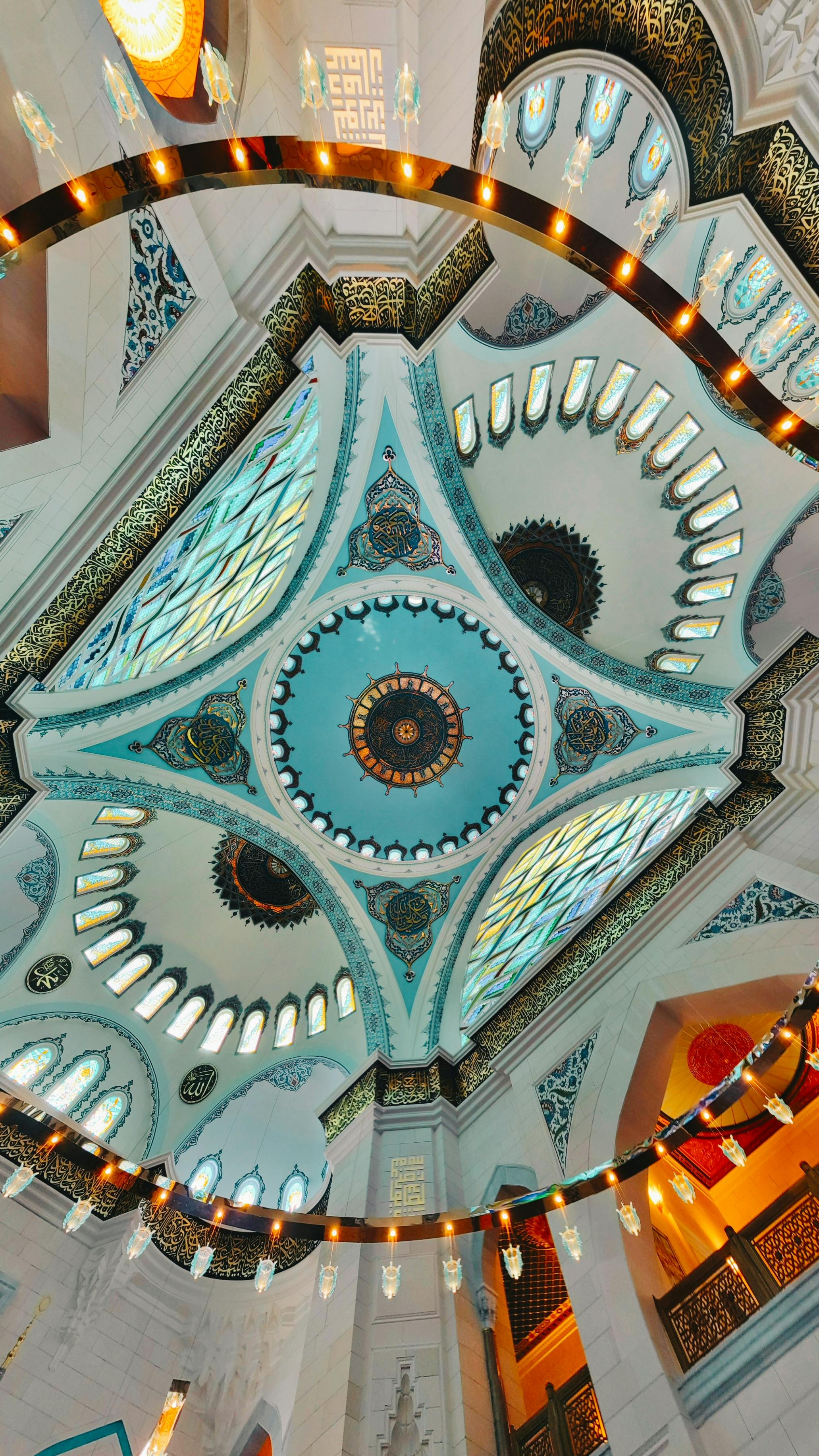 ceiling of barbaros hayrettin pasha mosque in istanbul in turkey