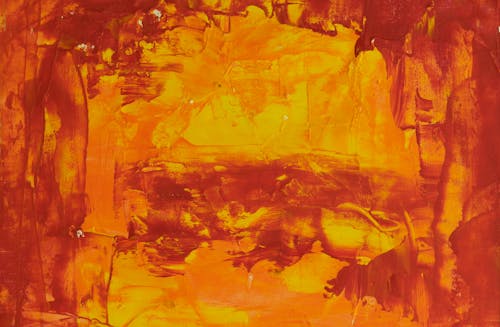 Foto Lukisan Abstrak Oranye
