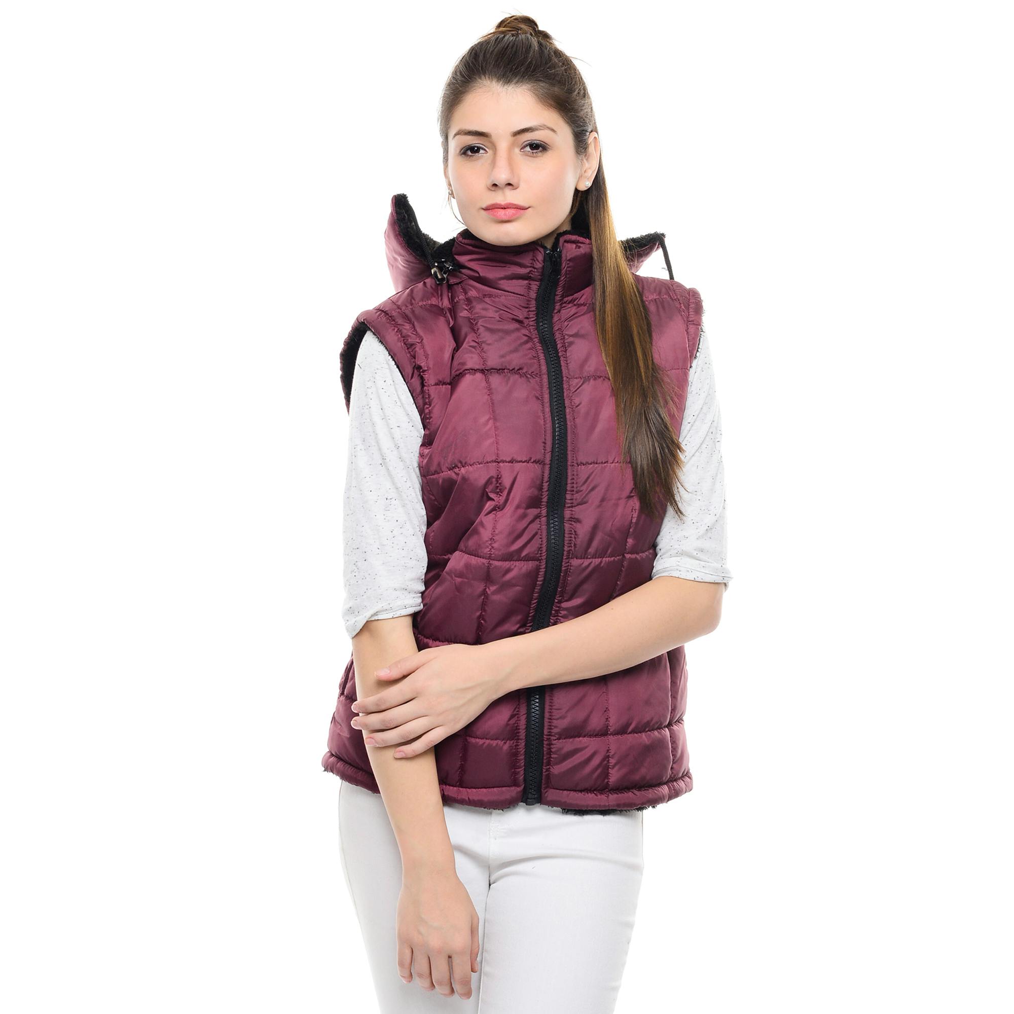 Woman in Pink Zippered Bubble Vest and White Jeans · Free Stock Photo