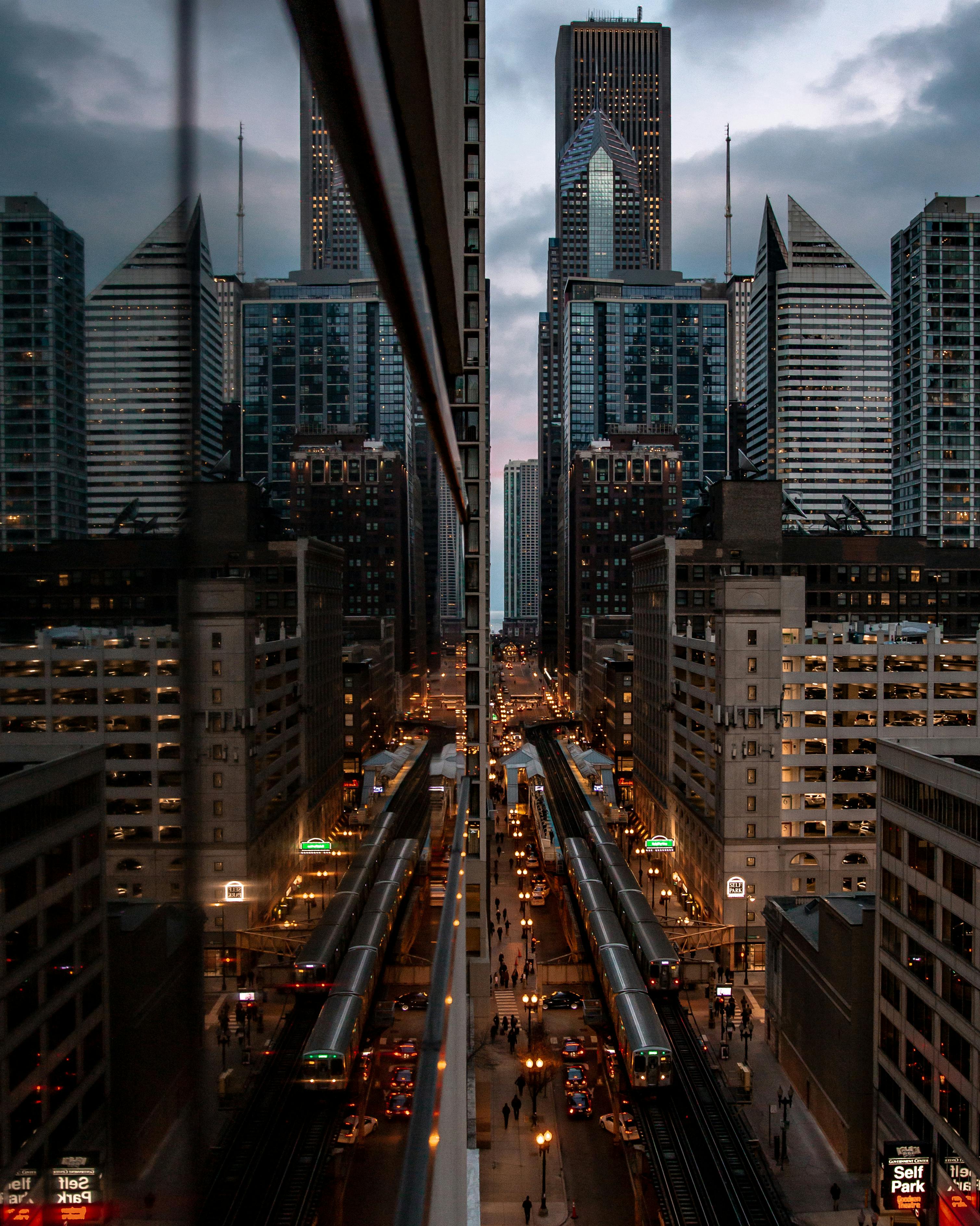 reflection of traffic on the building