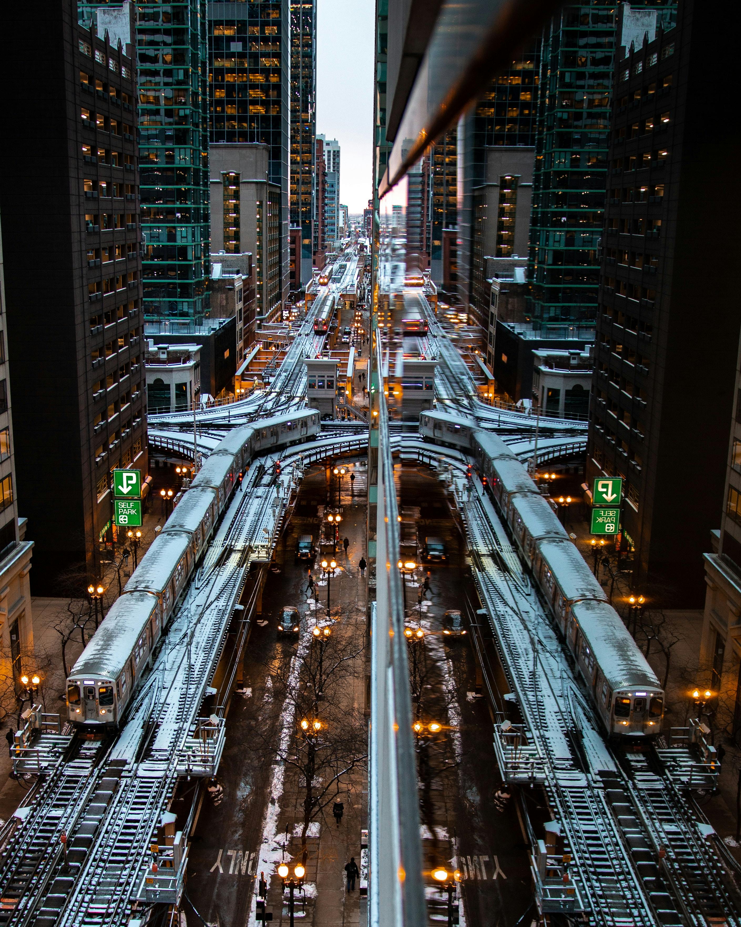 aerial photo of railway lines