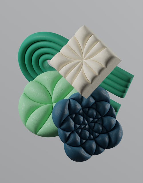 A collection of different colored and shaped objects