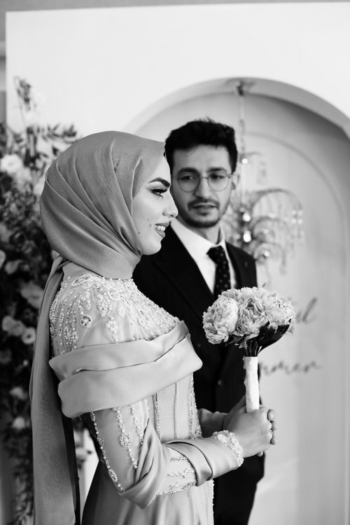 Portrait of Newlyweds in Black and White · Free Stock Photo