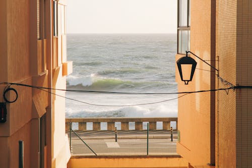 Summer. Sea views from brown apartment. 