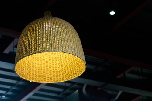 Free Brown Wicker Ceiling Lamp Stock Photo