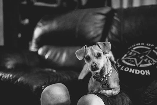 一只迷人的狗懒洋洋地躺在室内舒适的皮沙发上