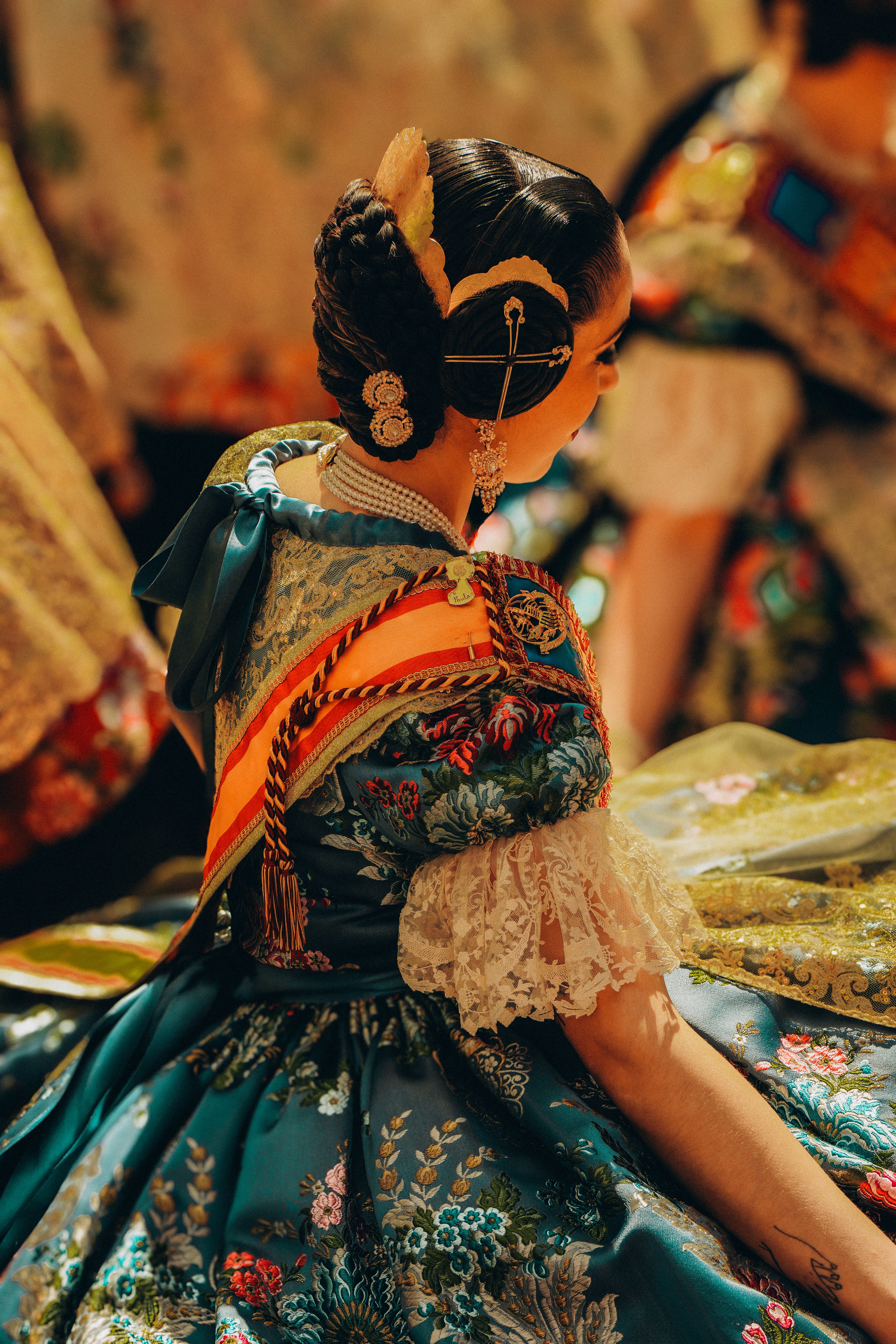 Woman in a Court Dress at the Traditional Valencia Fallas Celebration   Free Stock Photo