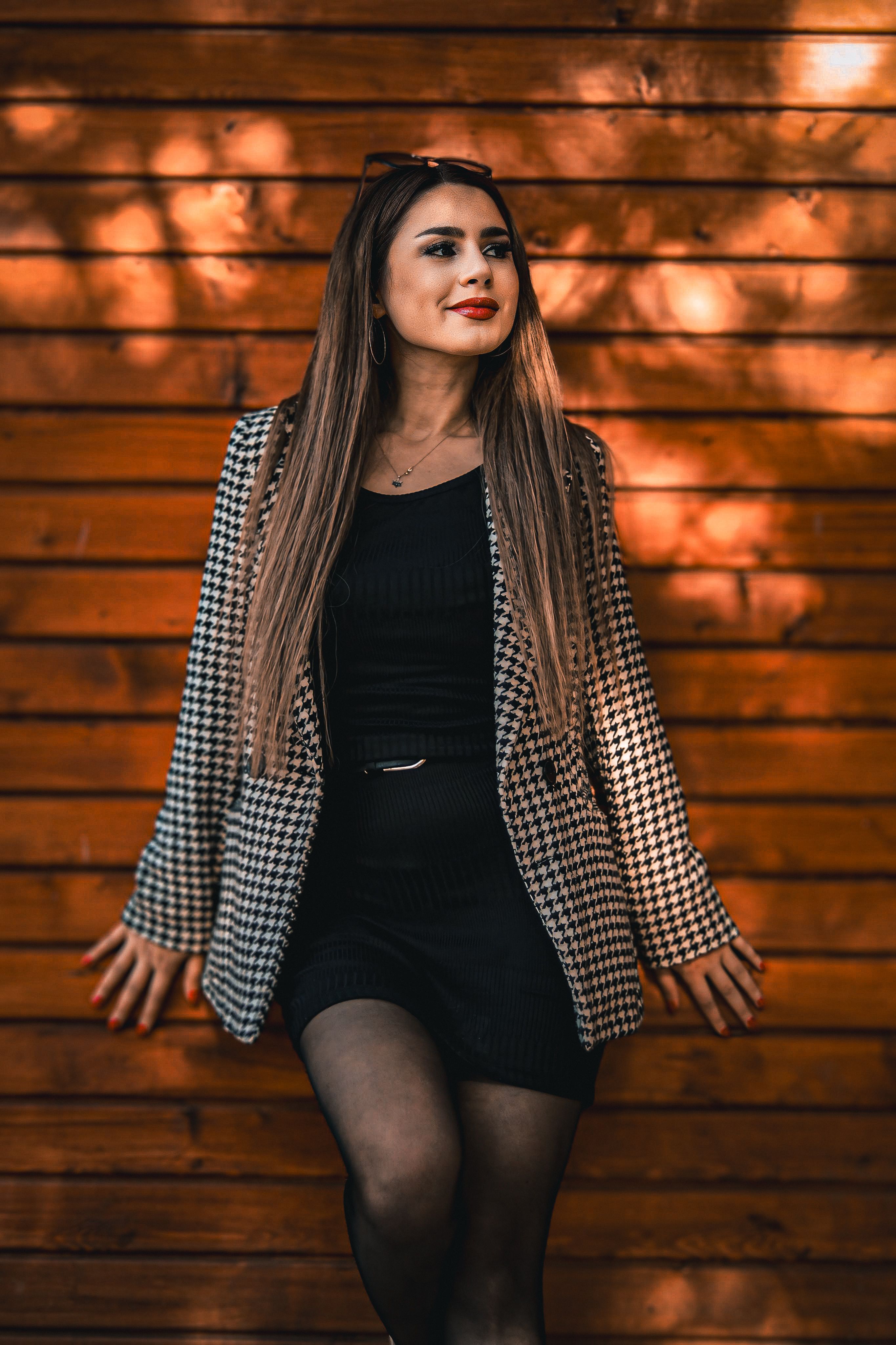 brown dress with black stockings Running Late Mini Dress main image 1