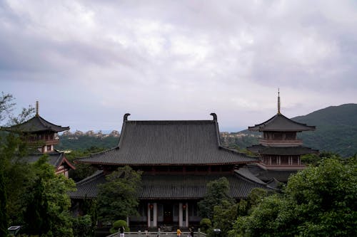 A large building with a pagoda on top