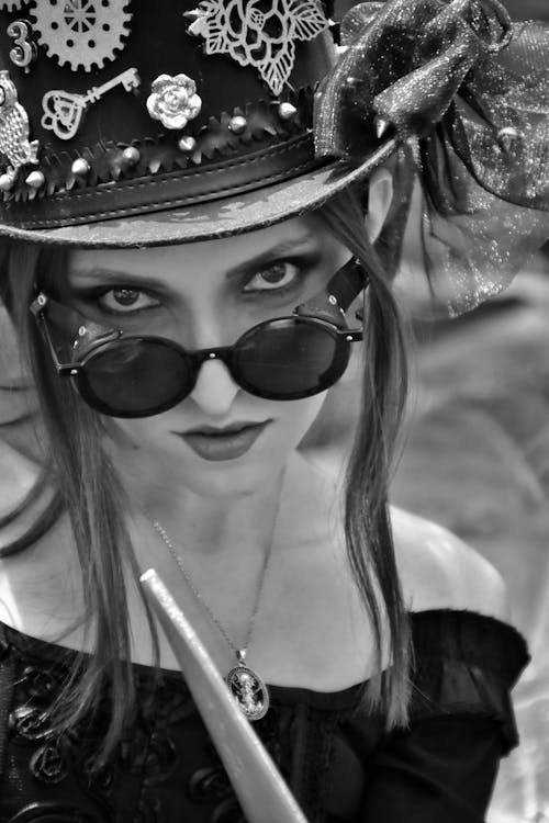 Free stock photo of black and white, portrait, steampunk