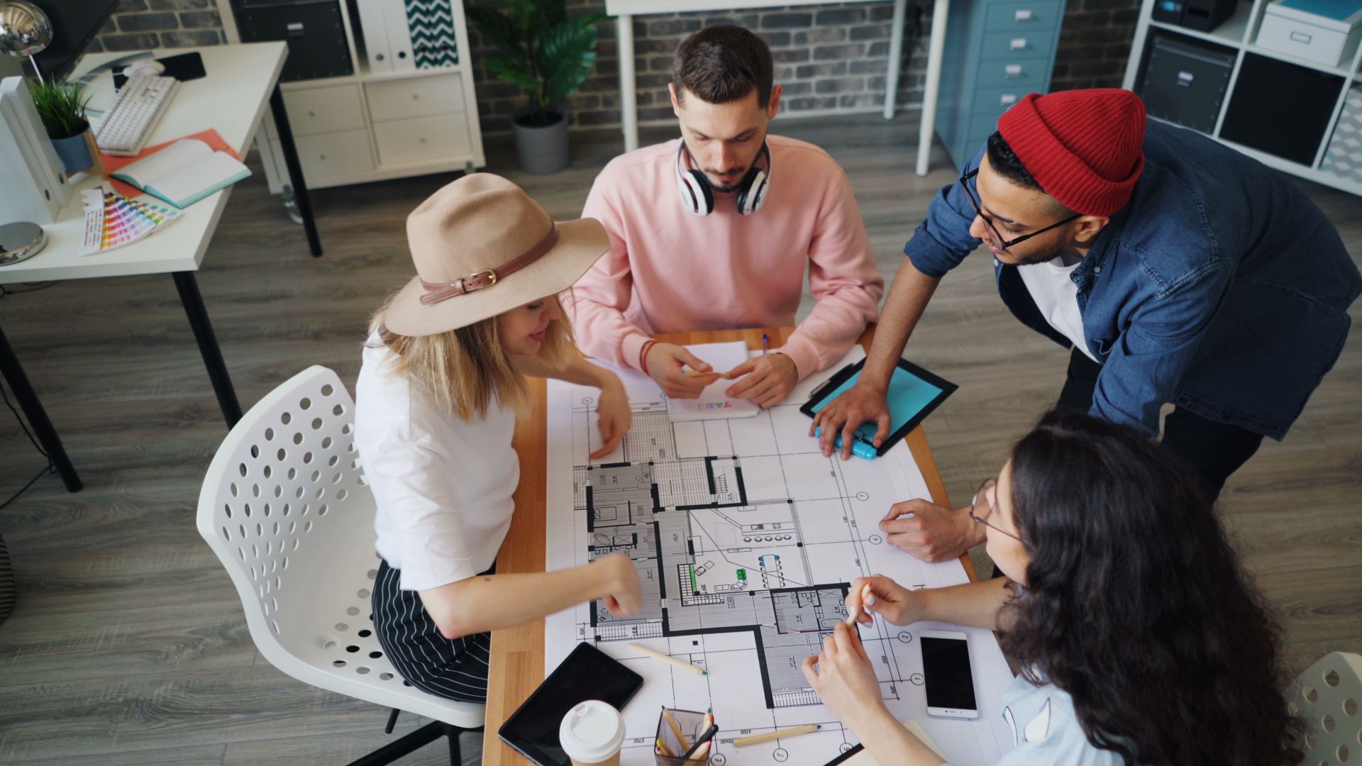 A group of people working on a project together
