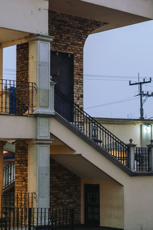 Free Urban staircase with brick and concrete elements in Lerma de Villada, Mexico. Stock Photo