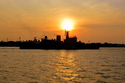 Free stock photo of orange, sea, steamer