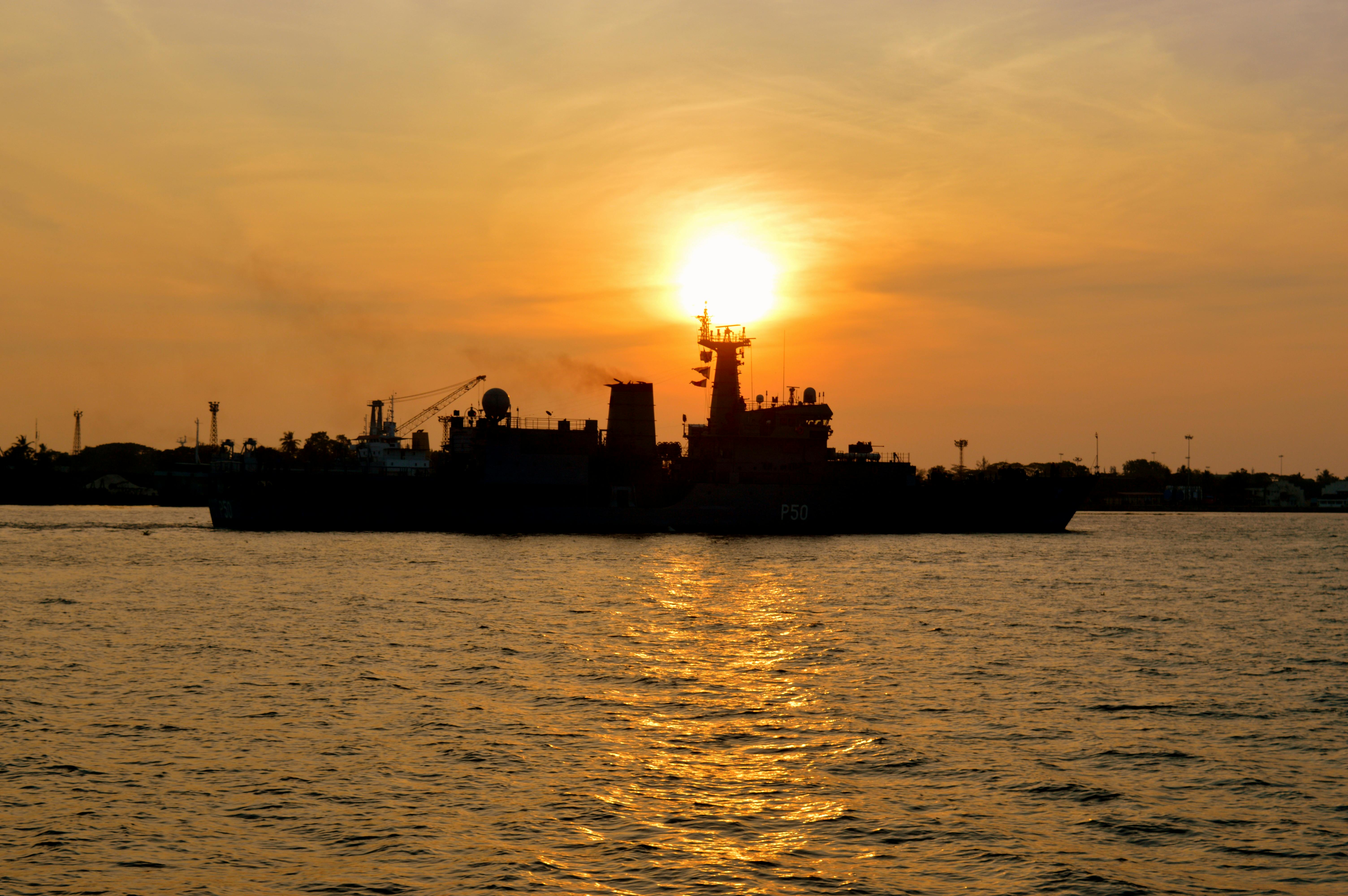 Free stock photo of orange, sea, steamer