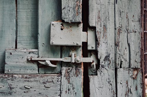 Free wooden door with doorlock Stock Photo