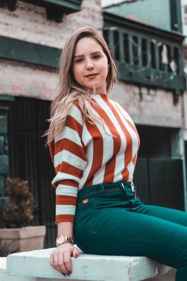 Striped sweater styled casually
