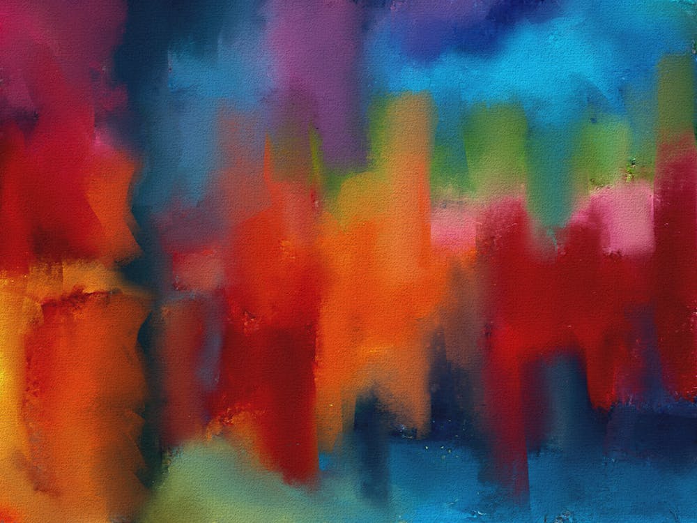 Abstract painting of colorful abstract shapes