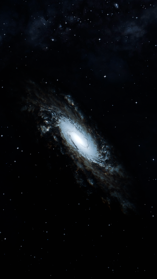Uma vista cativante de uma galáxia espiral cercada por estrelas no vasto universo.